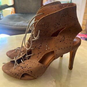 Joie suede lace up bootie heels